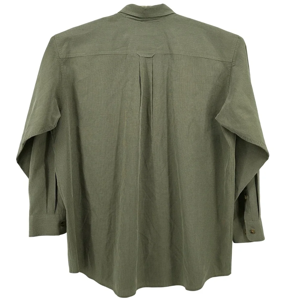 ORVIS Shirt Mens XL Button Down Long Sleeve Green Gingham‎ Poly/Lyocell Blend